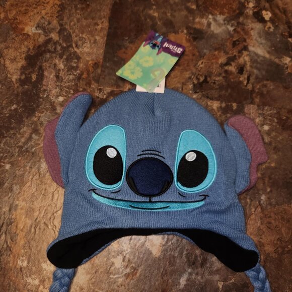 Disney Stitch Beanie Winter Knit Hat with 3D Ears and Tassels - NWT - Picture 3 of 4